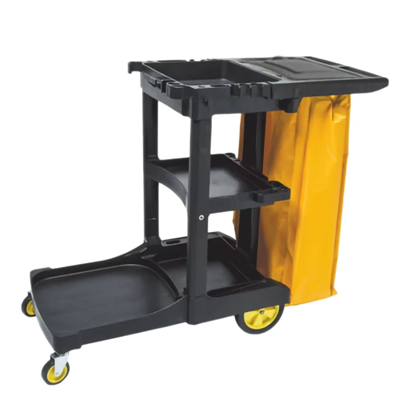 Heavy Duty Commercial Cleaning Cart with Large Capacity 3 Tier Design PP+Aluminum Alloy for Hotels & Janitorial Services