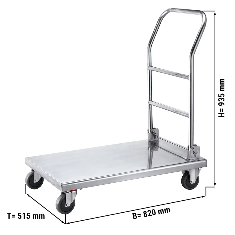 Heavy Duty Commercial Kitchen Metal Stainless Hand Carts Transportation Platform Hand Truck Trolley