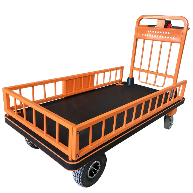 Heavy Duty Customizable Electric Four Wheel Cargo Trolley Foldable Stainless Steel Platform 500kg for Machine Tools OEM