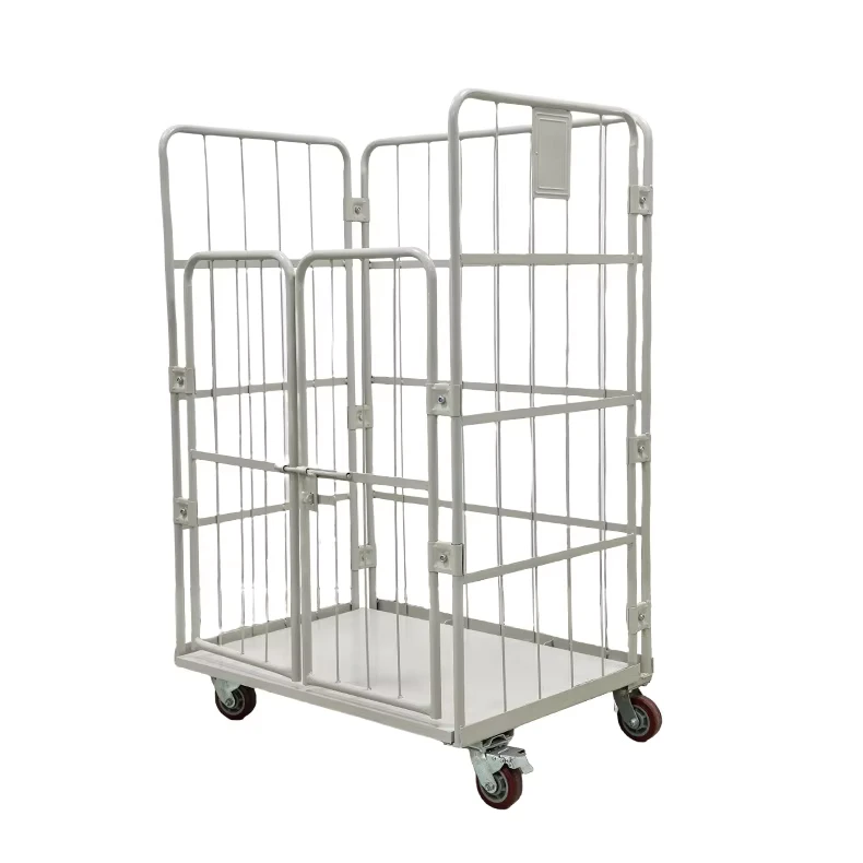 Heavy Duty Customized Powder Coating Folding Logistic Trolley Supermarket Transport Roll Container
