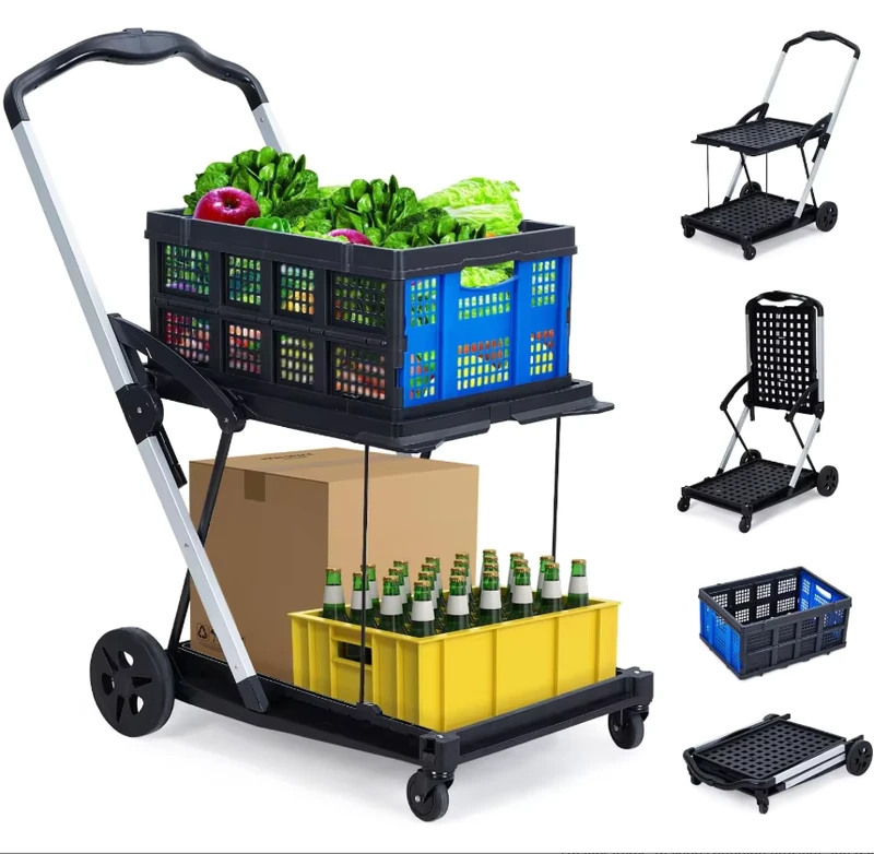 Heavy Duty Dolly Hand Truck Cart Folding Trolley Hand Cart Platform Trolley With Wheels for Supermarkets