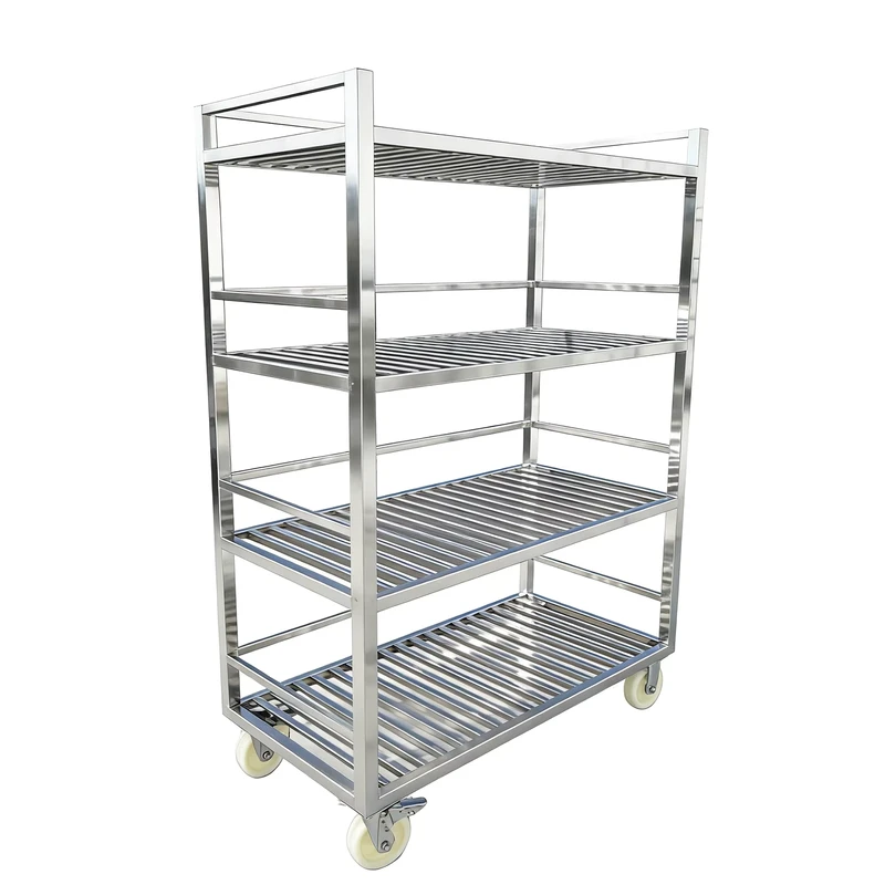 Heavy Duty Double Sided Foldable Mobile Storage Rack CE Approved 5 Shelf Stainless Steel Utility Cart Adjustable Heights