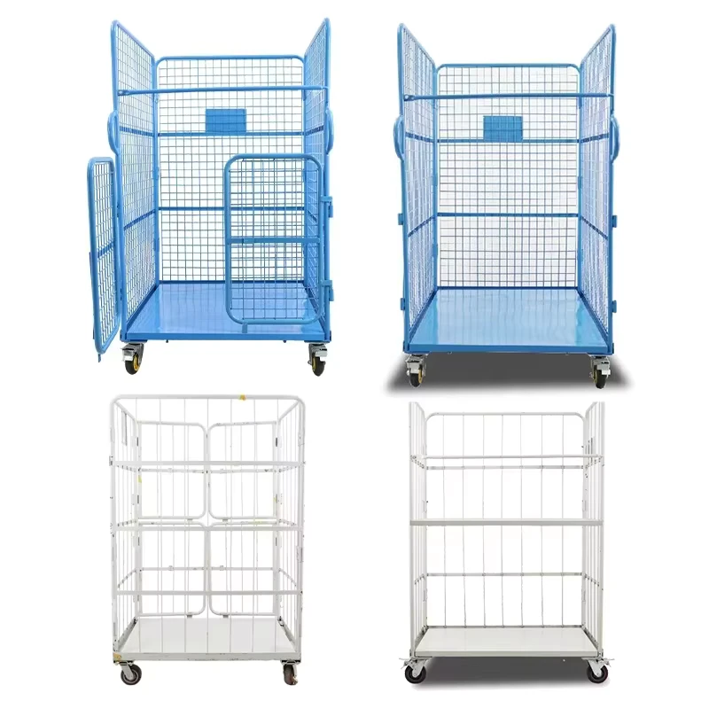 Heavy Duty Durable Carbon Steel Foldable Platform Roll Cage Logistic Trolley Customized Cargo Storage