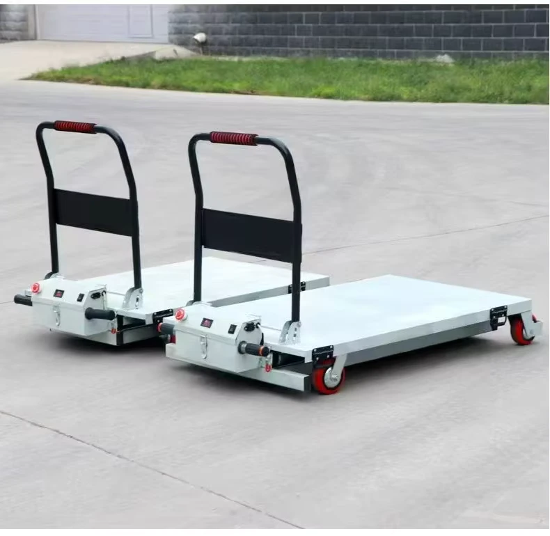 Heavy Duty Electric Flatbed Cart Loading Hand Carts Trolleys Jack Hydraulic Trolley Manual Forklift Platform Cargo Lift Trolley