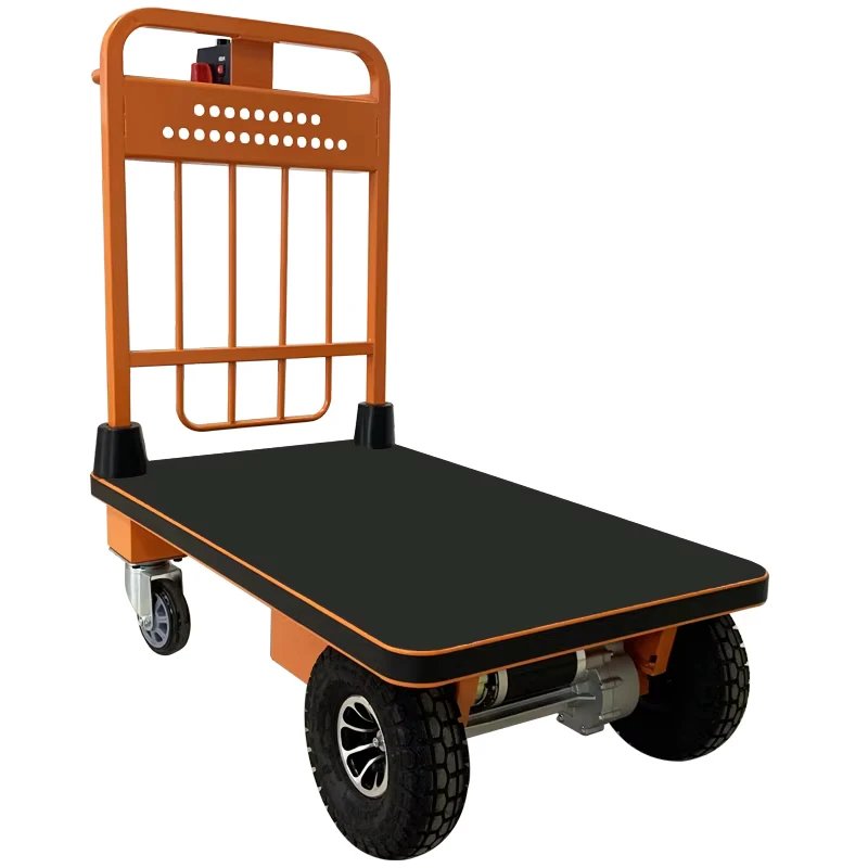 Heavy-Duty Electric Four-Wheel Steel Trolleys Industrial Warehouse Hand Trucks with Lifting Platform Wooden for Hand Carts