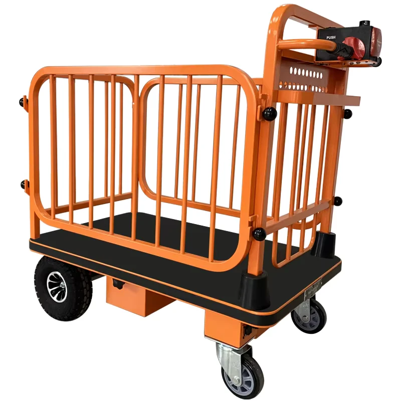 Heavy Duty Electric Four Wheel for Hand Carts Trolleys Enclosed Warehouse Truck for Moving Heavy Loads Platform