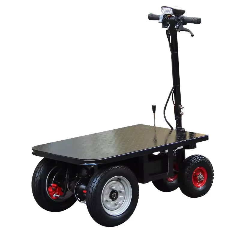 Heavy Duty Electric Trolley 4 Wheel Metal Platform Truck OEM for Agriculture Warehouses Industrial Logistics Hand Cart