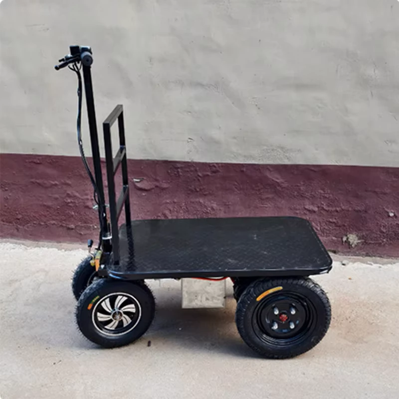 Heavy Duty Electric Trolley 4-Wheel Metal Platform Truck for Agriculture Warehouses Industrial Logistics Hand Cart