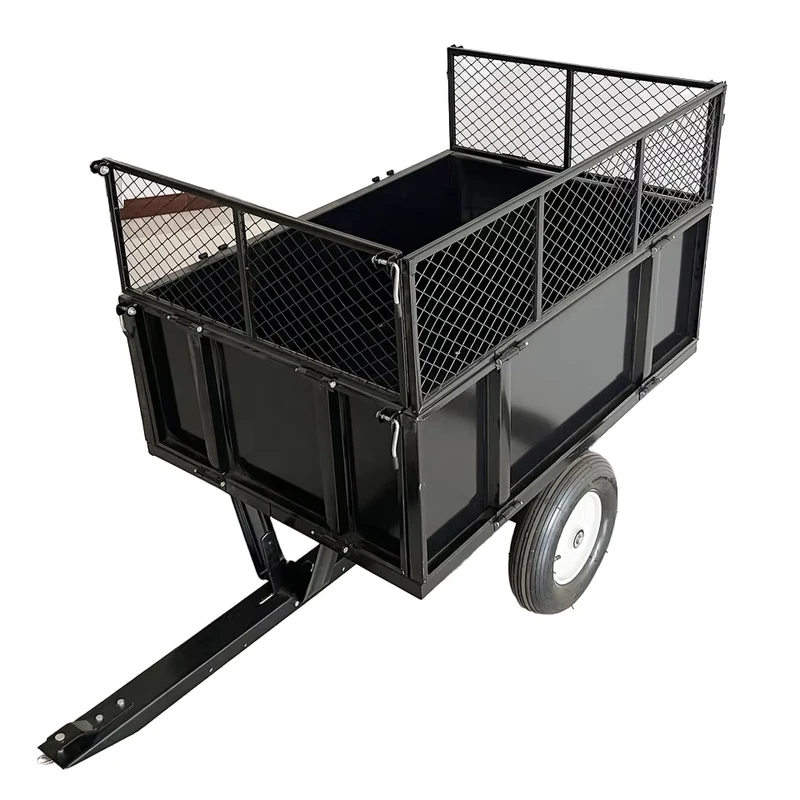 Heavy Duty Enclosed Iron Rolling Utility Wagon with 500kg Load Capacity for Tools Garden Trolley Dumping Trailer Cart