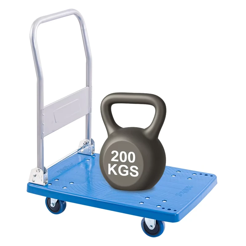 Heavy Duty Flatbed Trolley Cart Warehouse Pull Logistics Transport Foldable Platform Truck Hand Carts Trolleys With Guardrails