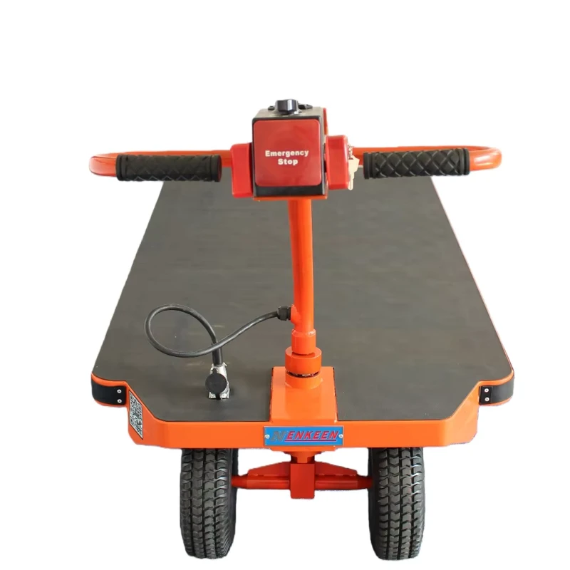 Heavy Duty Foldable 4 Wheel Electric Platform Trolley with 800W Motor 1000kg Capacity Industrial Cargo Transport Cart