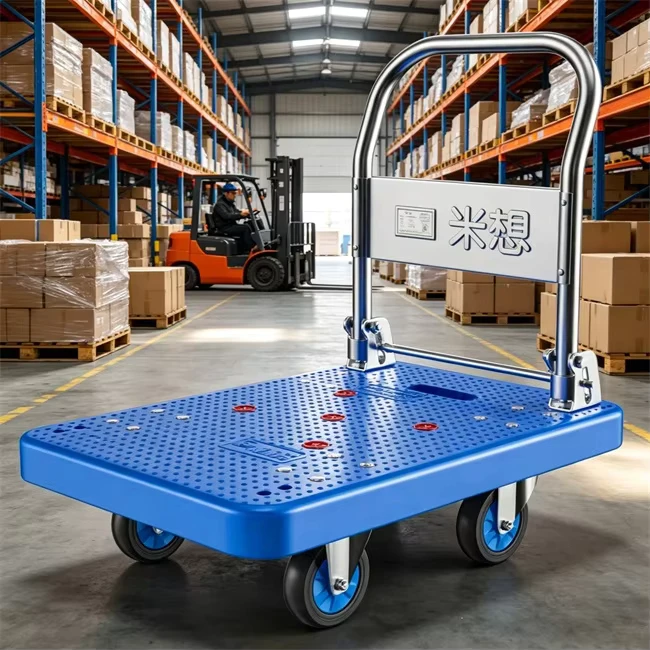 Heavy Duty Foldable 4 Wheel Platform Trolley Dolly Cart 500kg OEM Portable Warehouse Hand Truck