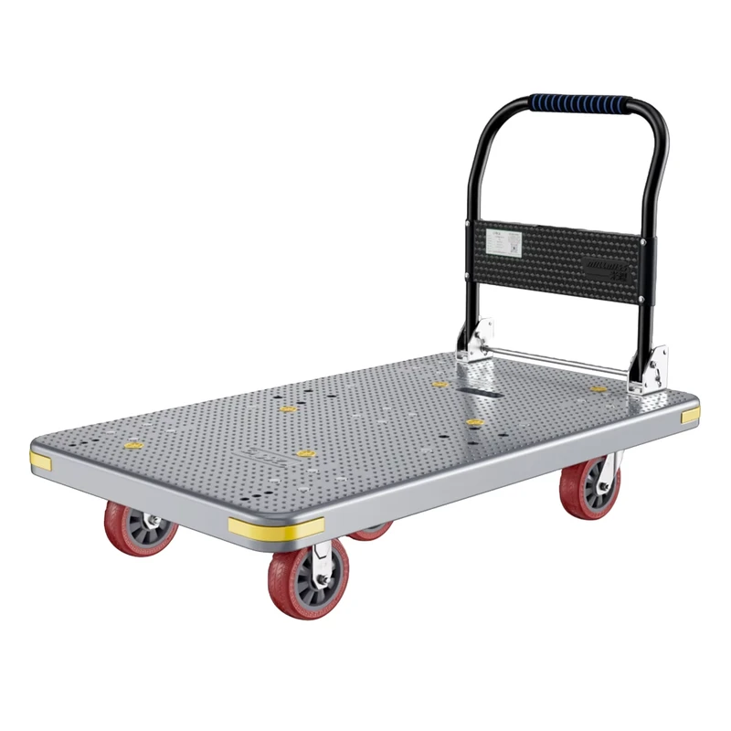 Heavy Duty Foldable 5-Wheel Hand Truck Trolley Cart 800kg Load Capacity PU Wheels Steel Frame Grey Industrial Platform Cart