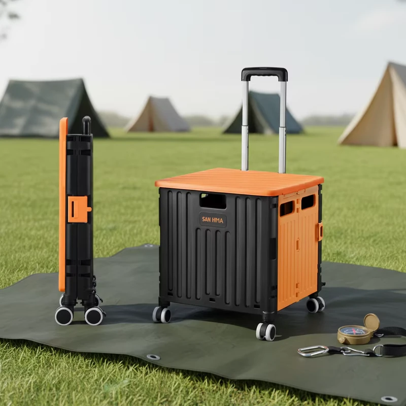 Heavy Duty Foldable Camping Trolley Cart with 4 All-Terrain Wheels