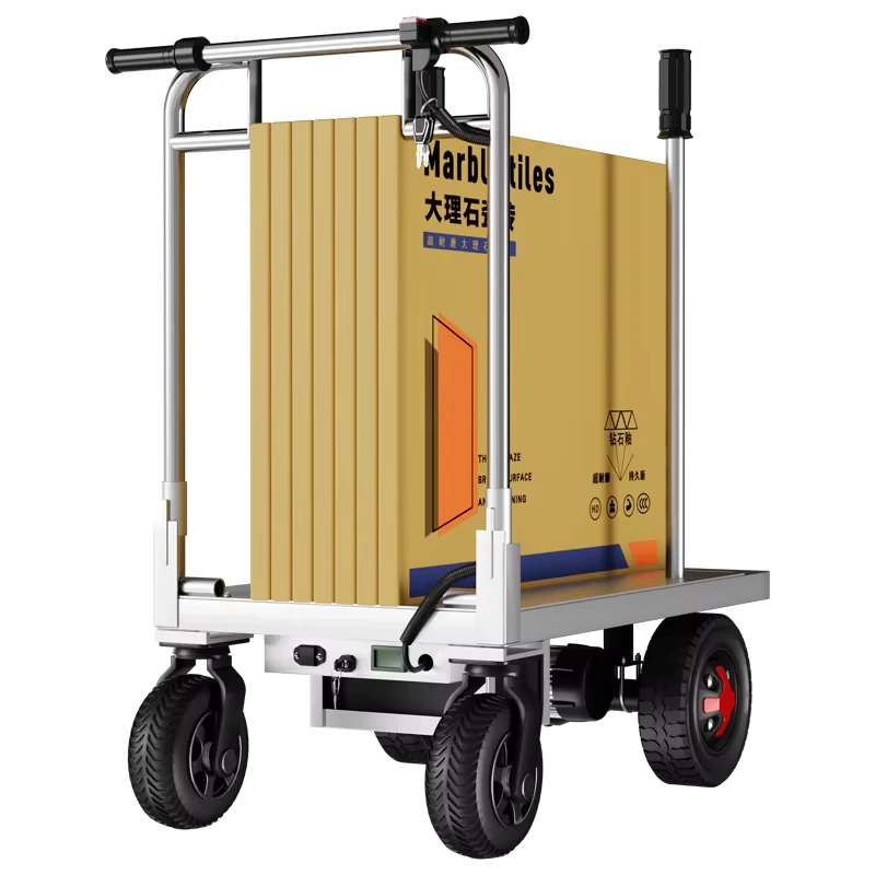 Heavy Duty Foldable Electric Hand Trolley Platform Cart 1000W Motor 800kg Load Capacity 48V Battery Tool Storage Shopping