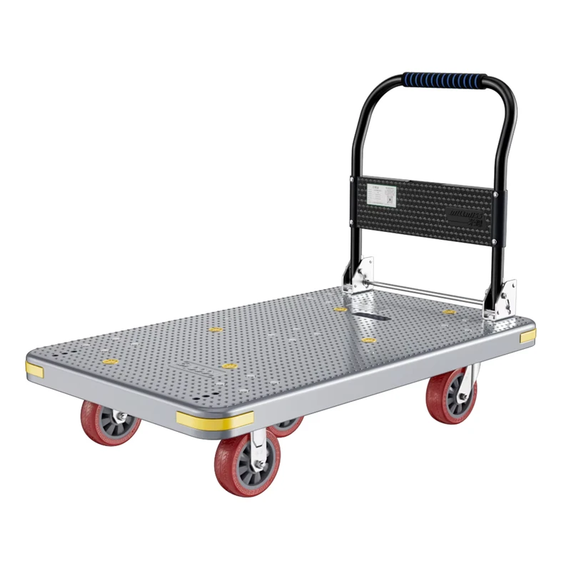Heavy Duty Foldable Large Grey PP Platform Trolley with 6 Inch Purple Wheels Five Wheel Design 800kg Load OEM