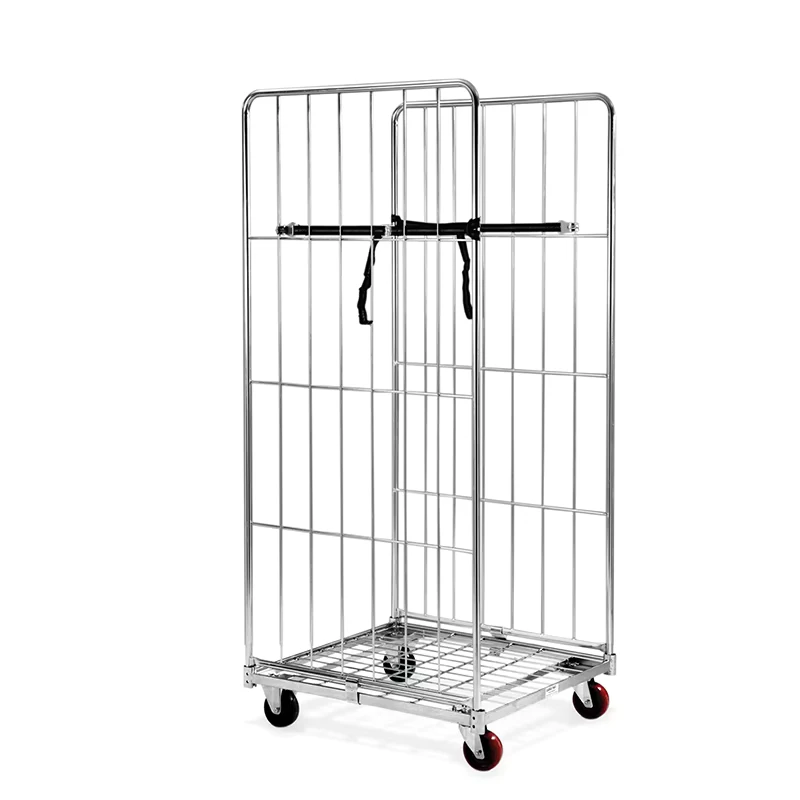 Heavy Duty Foldable Material Handling Steel Laundry Trolley Rolltainer Cart
