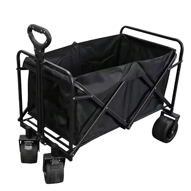 Heavy Duty Foldable Outdoor Camping Wagon Cart Adjustable Handle Large Capacity Utility Trolley for Beach Garden Shopping