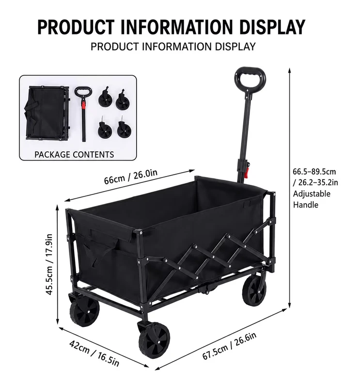 Heavy Duty Foldable Platform Wagon 4 Wheels High Load Capacity Lightweight Utility Camper Van Outdoor