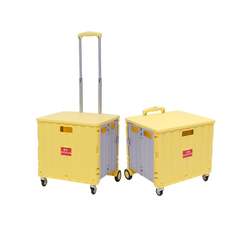 Heavy Duty Foldable Rolling Cart with 4 Wheels Plastic Folding Shopping Cart Adjustable Hand Shopping Trolleys Carts