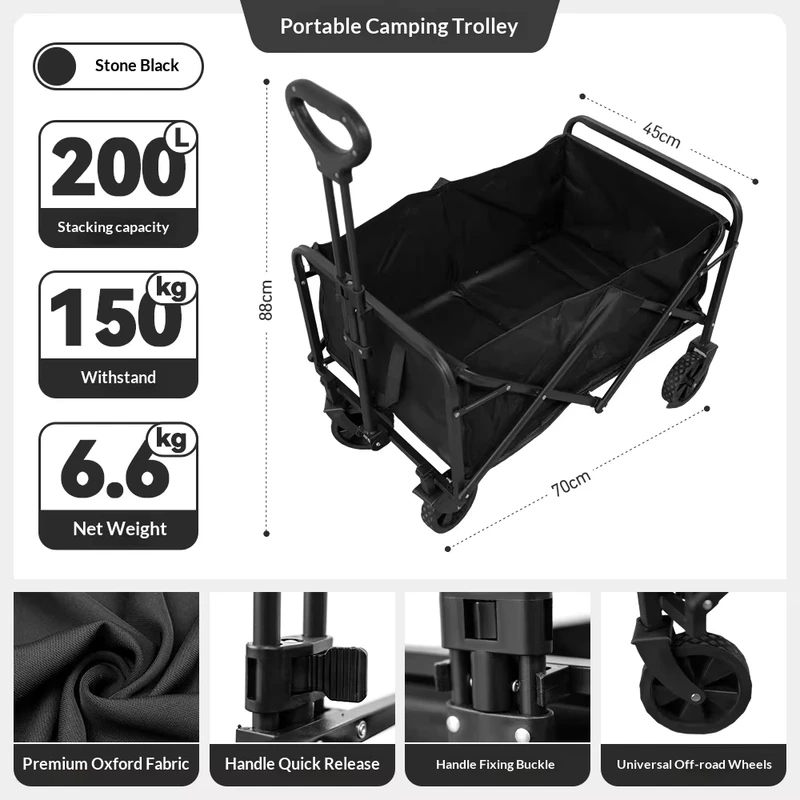 Heavy Duty Folding Camping Wagon with Large All Terrain Wheels for Outdoor Gear Transport