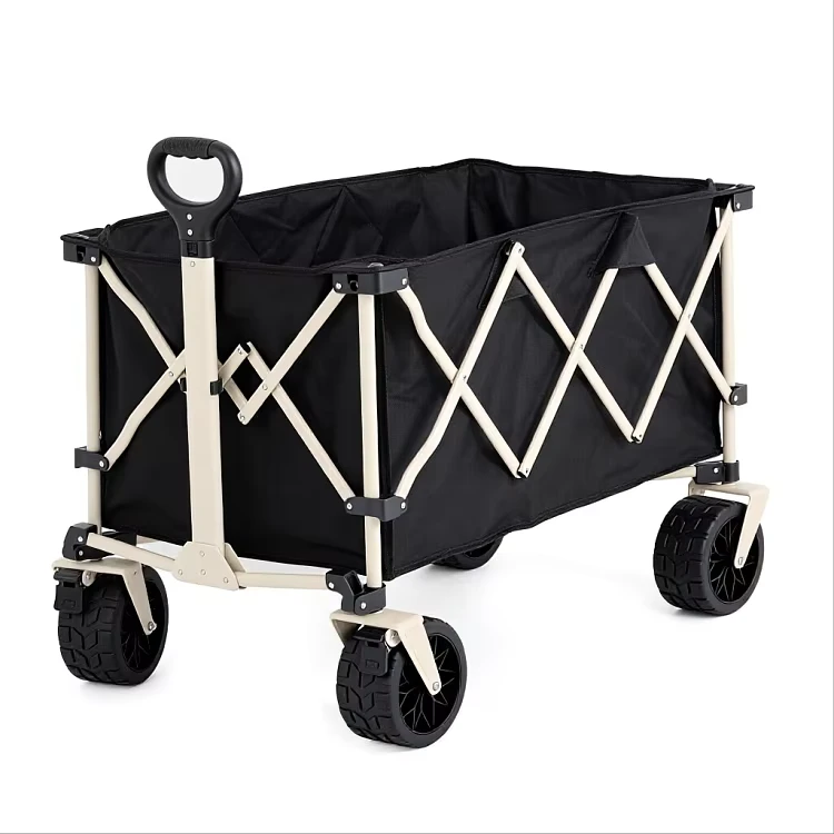 Heavy Duty Folding Camping Wagon with Large Wheels Portable Collapsible Garden Cart for Outdoor Beach Picnic Utility Use
