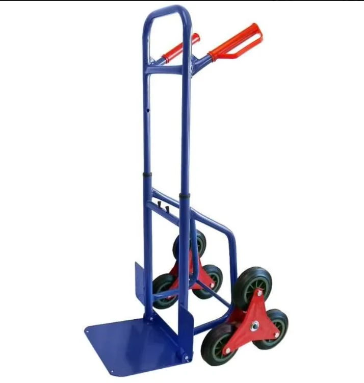 Heavy Duty Folding Steel Climb Stair Sack Hand Truck Hand Cart Trolley with Six Caster Wheels