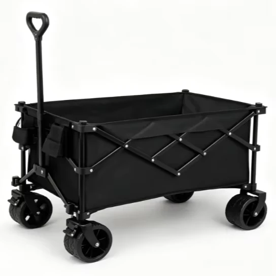 Heavy Duty Folding Utility Wagon with Off-Road Wide Wheels Collapsible Garden Cart for Outdoor Camping Beach Picnic Shopping