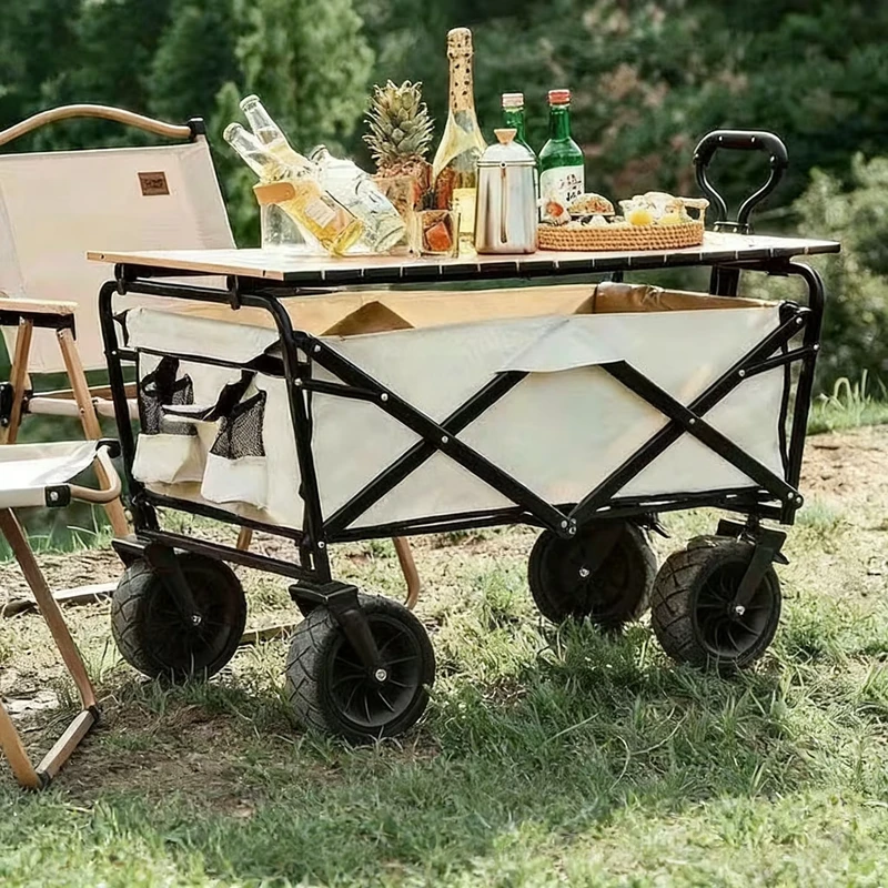 Heavy Duty Folding Wagon 175kg Capacity Collapsible Utility Cart with All Terrain Wheels