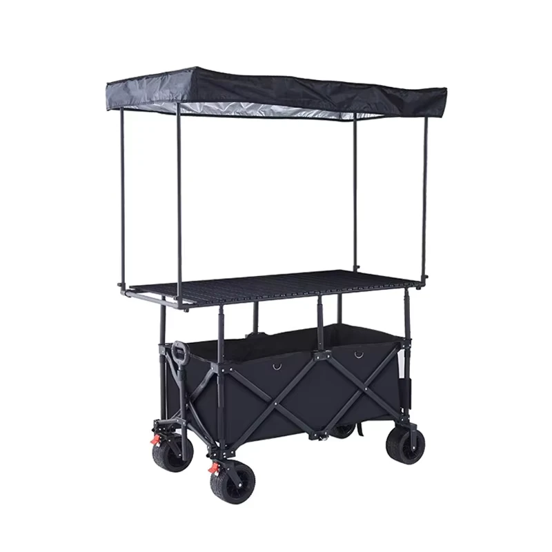 Heavy Duty Folding Wagon Cart 100kg Capacity All Terrain Outdoor Utility Trolley Collapsible Garden Camping Cart