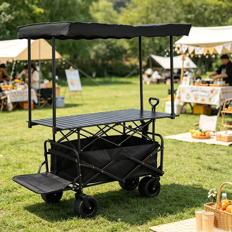 Heavy Duty Folding Wagon Cart Custom Logo OEM Collapsible Camping Trolley All Terrain Garden Cart for Outdoor Bulk