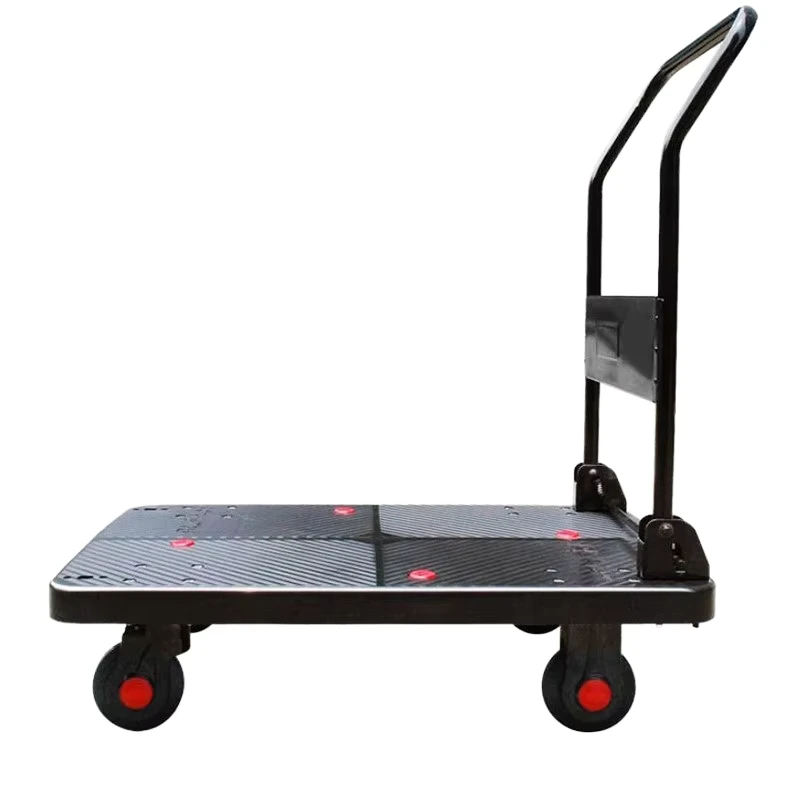 Heavy Duty Four Wheel Folding Platform Hand Cart Trolley 300kg Capacity Portable Plastic Frame Industrial Storage Tools Shopping
