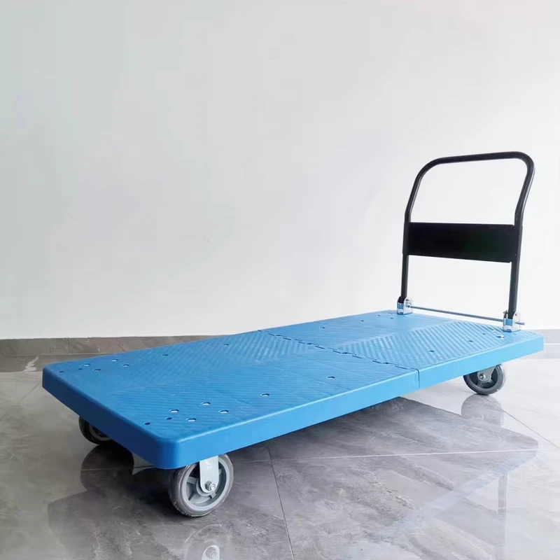 Heavy Duty Four Wheel Plastic Folding Hand Truck Cart Platform Handcart Trolley Dolly Trailer 500kg Capacity Tools