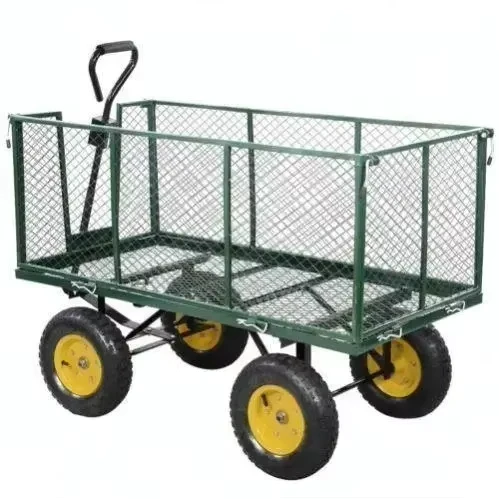 Heavy Duty Four Wheel Stainless Steel Platform Folding Utility Wagon 200kg Capacity Mesh Garden Cart OEM Tools