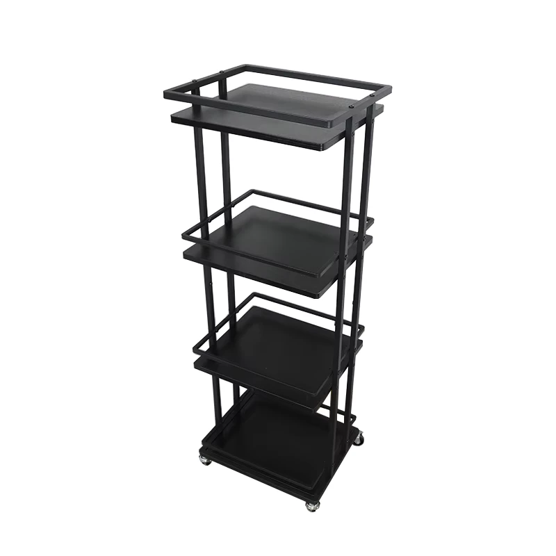 Heavy Duty Freestanding Wooden Metal Rolling Bed Table Side Storage Organizers Cart Mobile Utility Trolley Cart With Wheels