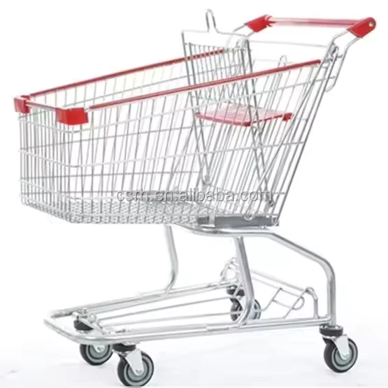 Heavy Duty Galvanized Steel Shopping Trolley Cart with Silent Wheels and Child Seat for Supermarkets and Retail Stores