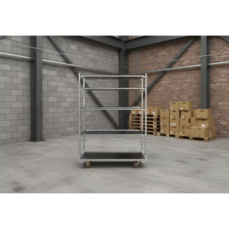 Heavy Duty Galvanized Wood Four Wheel Roll Container Greenhouse Rolling Nursery Transport Storage Plant Flower Cart CC Flower