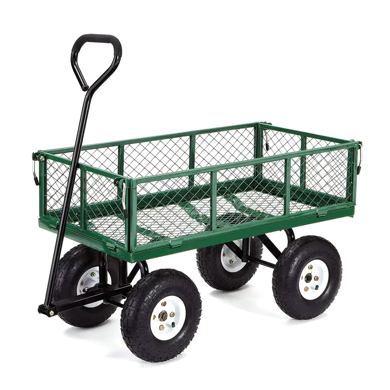 Heavy Duty Garden Cart 400 lbs Capacity Hand Trolley Truck Dump Dolly Utility Wagon with Removable Sides