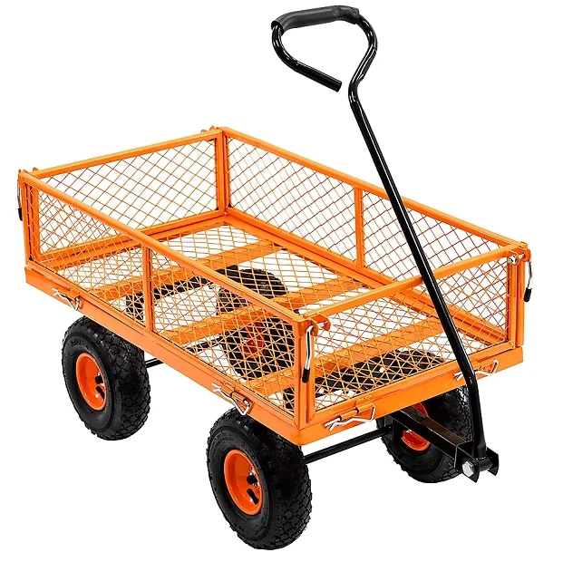 Heavy Duty Garden Cart Truck Trolley Wheelbarrow Trailer Metal Garden Cart Wheeled Camping Trolley Steel Garden Transport Cart
