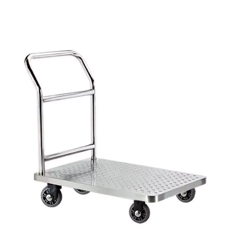 Heavy Duty Hand Trolley Truck Platform Trolley Storage Cages High Quality Stainless Steel Carton Silver Outdoor Durable 3 Years