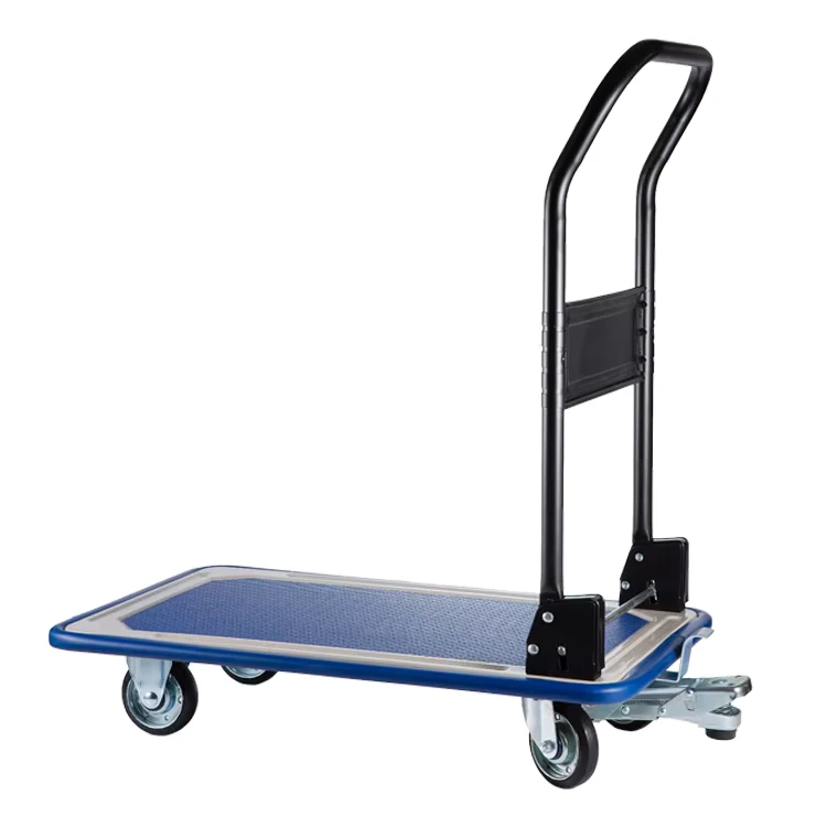 Heavy Duty Handtruck Warehouse Trolley 150KGS Plastic Platform Hand Truck Trolley Folding Carts