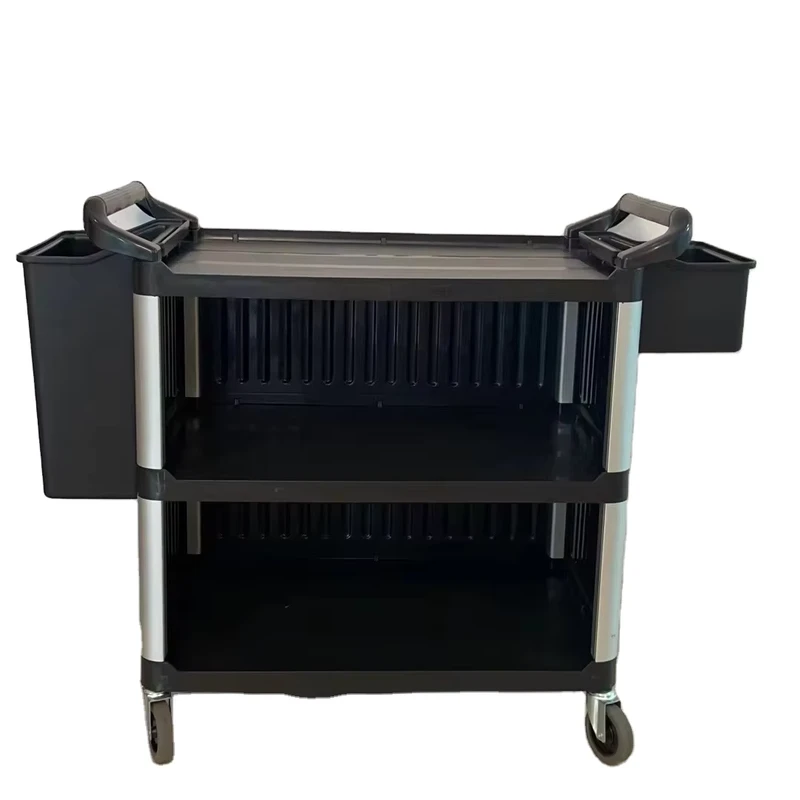 Heavy Duty Hotel Food Service Cart 3 Tier Plastic Service Trolley