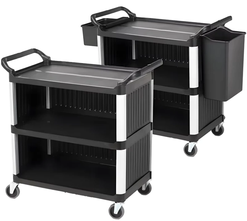Heavy Duty Hotel Food Service Cart Dishes Clean Storage 3 Tier Plastic Service Trolley