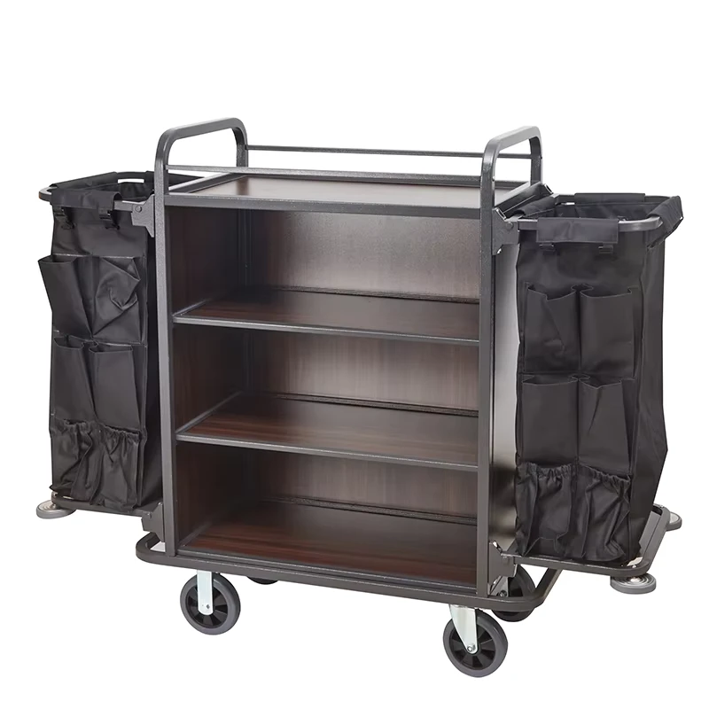 Heavy Duty Hotel Room Attendant Linen Cleaning Trolleys Janitor Housekeeping Cart for Efficient Linen Cleaning