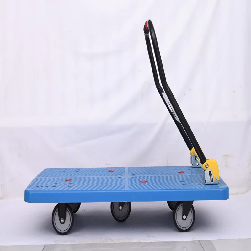 Heavy Duty Industrial Four Wheel Enclosed Folding Steel Platform Trolley High Load Hand Cart Detachable Nestable OEM