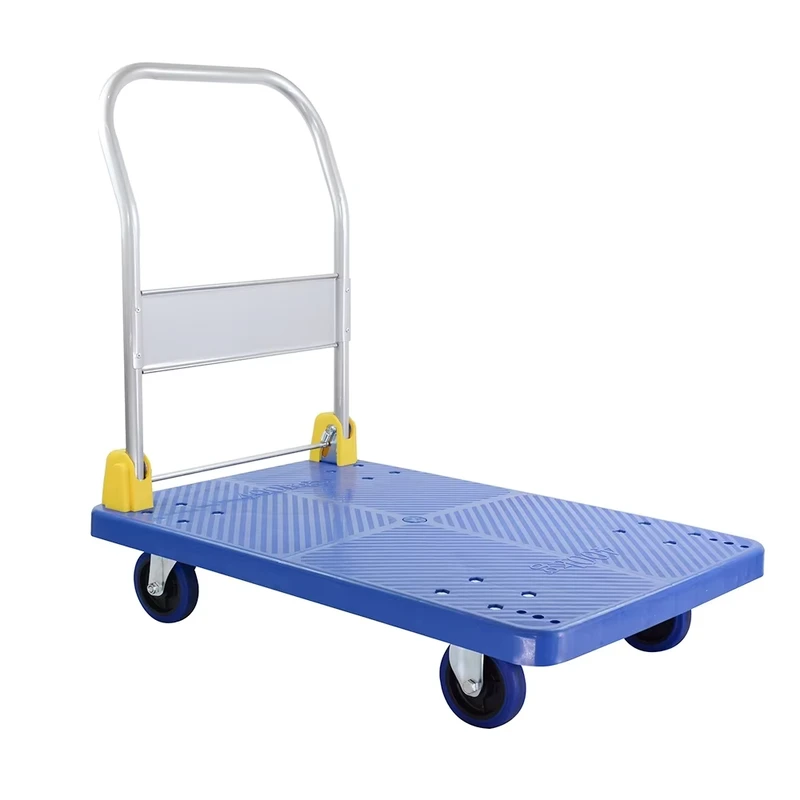 Heavy Duty Industrial Grade Aluminum+Steel Plastic Enclosed Foldable Four-Wheel Trailer Trolley Mute Brake Hand Cart