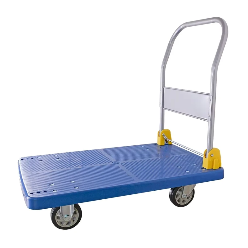 Heavy Duty Industrial Grade Plastic Plywood Mesh Foldable Platform Four Wheel OEM Trailer Trolley Mute Brake Hand Cart