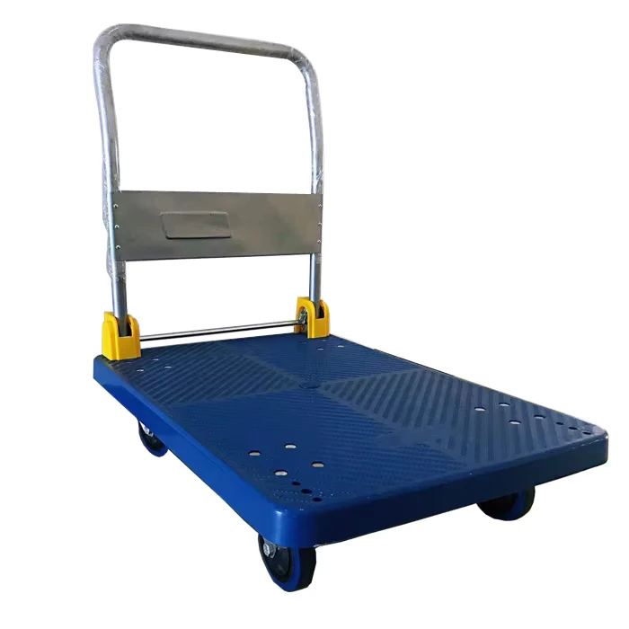 Heavy Duty Industrial Grade Stainless Steel Plastic Four Wheel Platform Cart 150kg 300kg Load Foldable OEM
