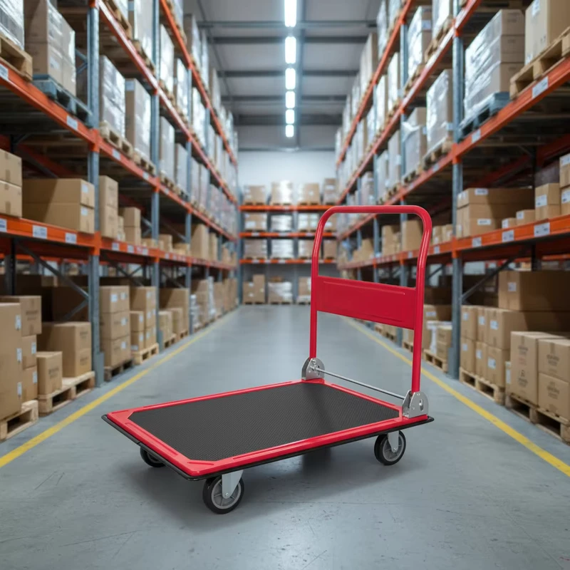 Heavy Duty Industrial Steel Push Cart Dolly Moving Platform Hand Truck 4 Wheel Foldable Trolley