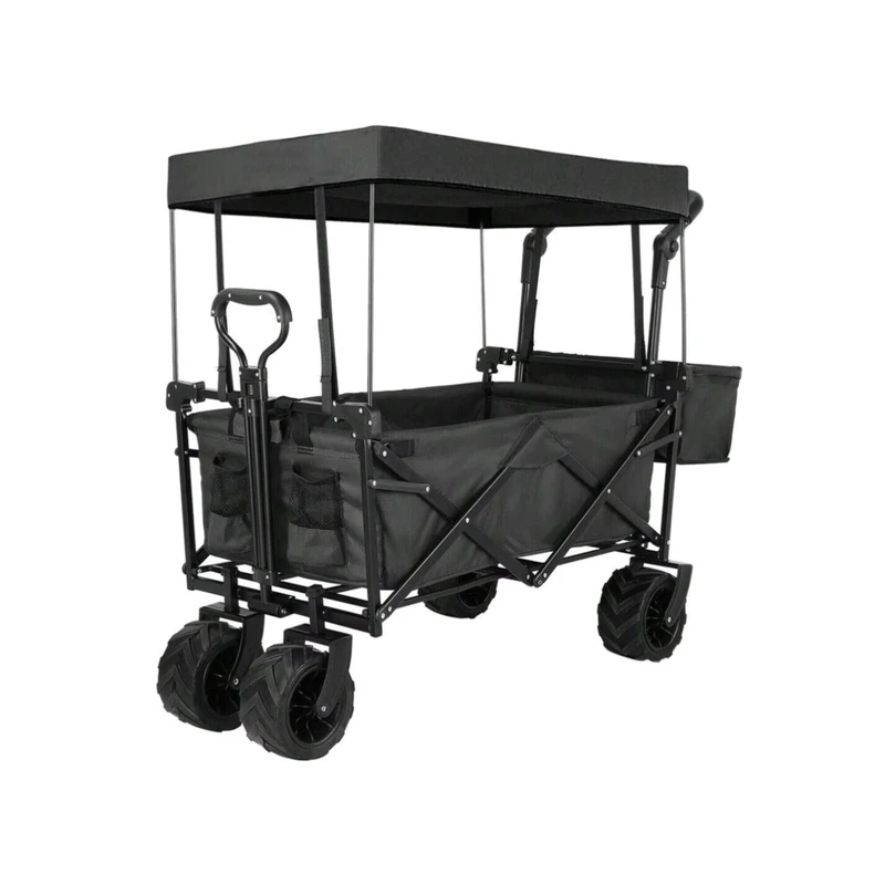 Heavy Duty Large Capacity Fold Beach Wagon Collapsible Utility Wagon Cart Outdoor Camping Trolley
